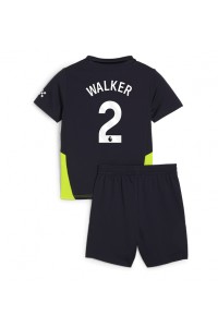 Manchester City Kyle Walker #2 Babyklær Borte Fotballdrakt til barn 2024-25 Korte ermer (+ Korte bukser)